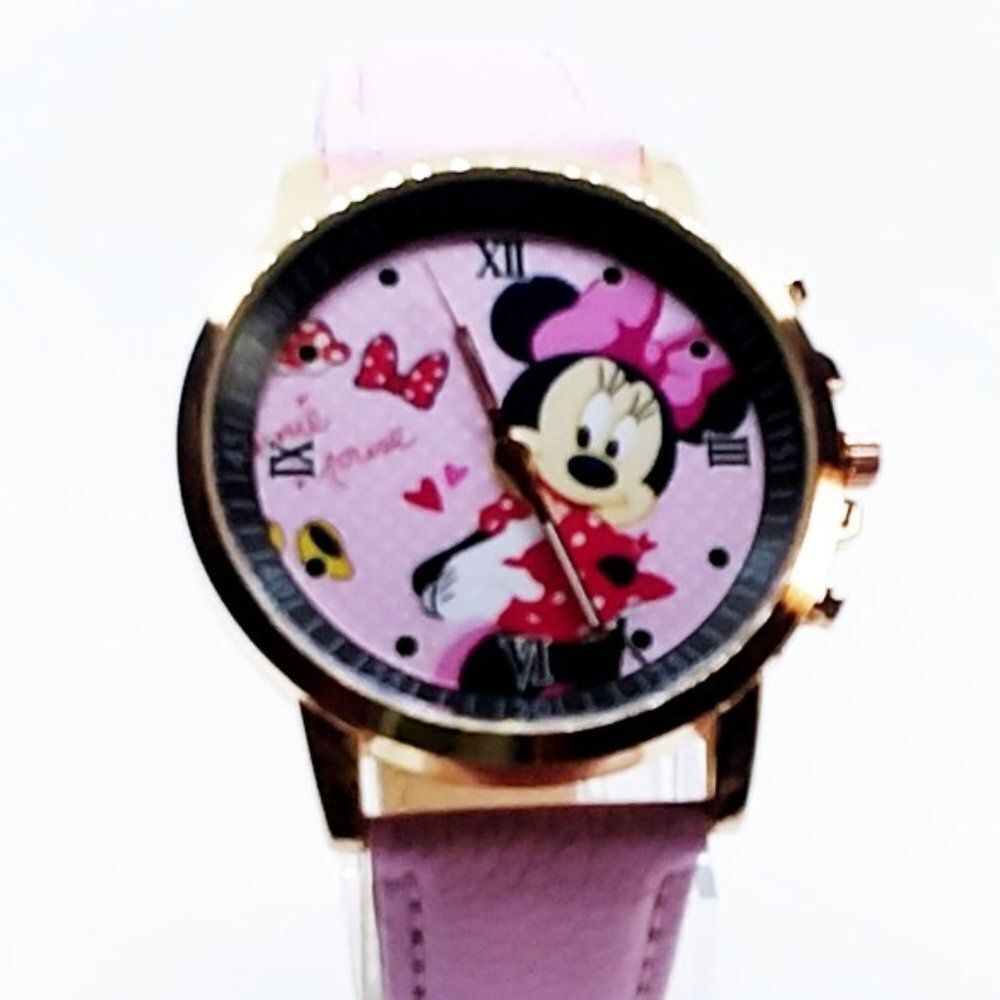 Minnie Cartoon Face Watch Pink Band